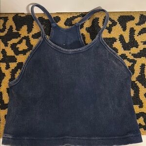 Free people Women's Navy Blue Ribbed Tank Top